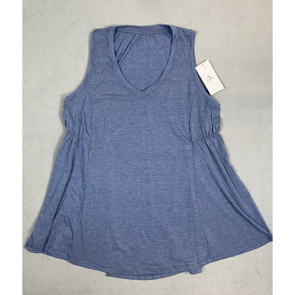 NWT Baleaf Women's Oversized XS Side Cinched Tank Top Stretchy Wide Straps Blue - Picture 1 of 10